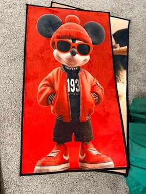 Red Mickey Mouse Graphic Plush Throw